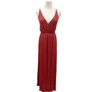 Lulus Lost in Paradise Rusty Rose Maxi Dress Open Back Small Wedding Vacation